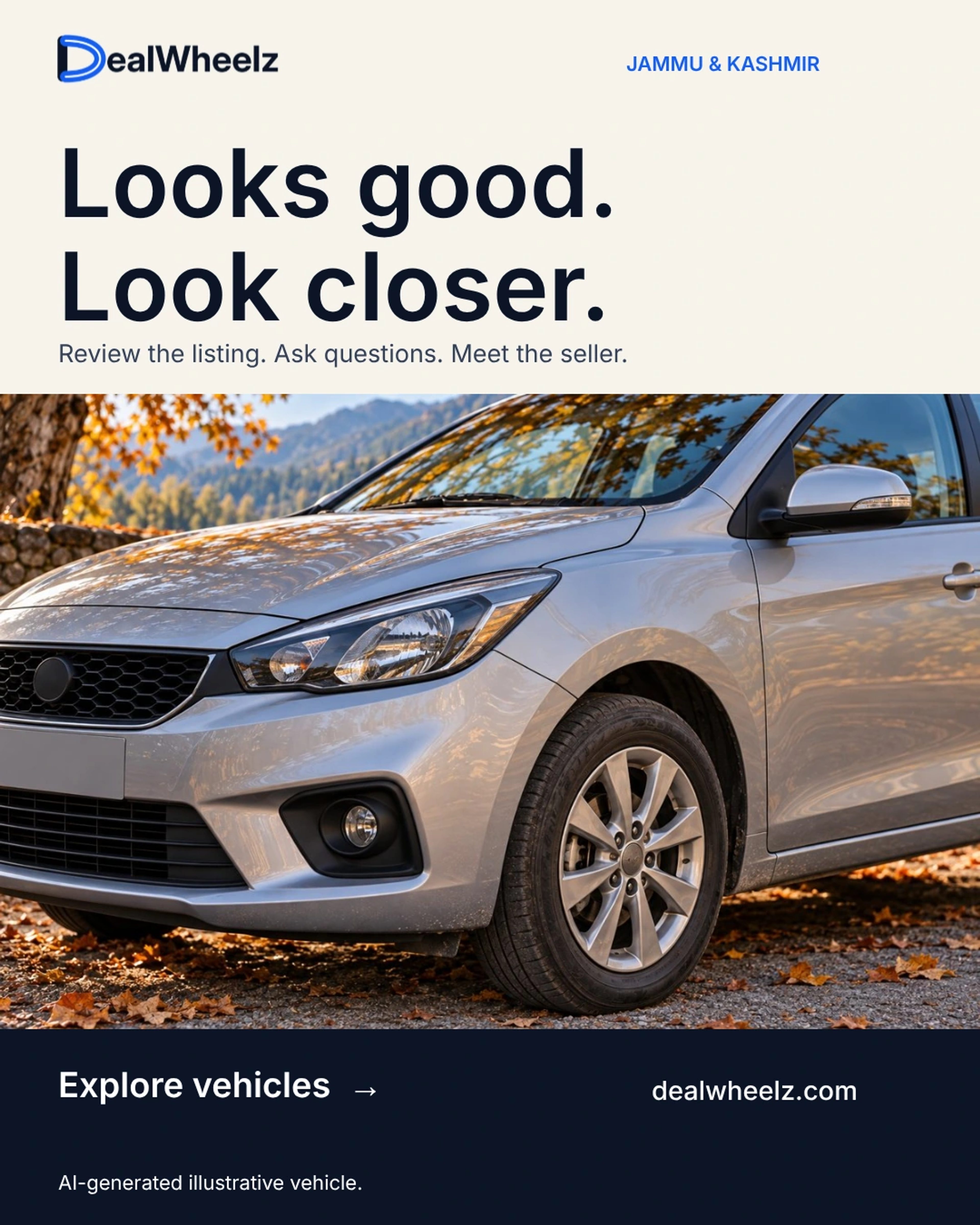 DealWheelz consideration creative: Looks good. Look closer. Review the listing and ask questions.