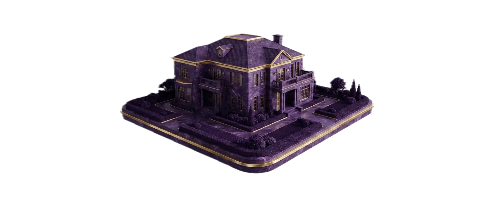 Miniature house on a purple base, from Abra's illustration set