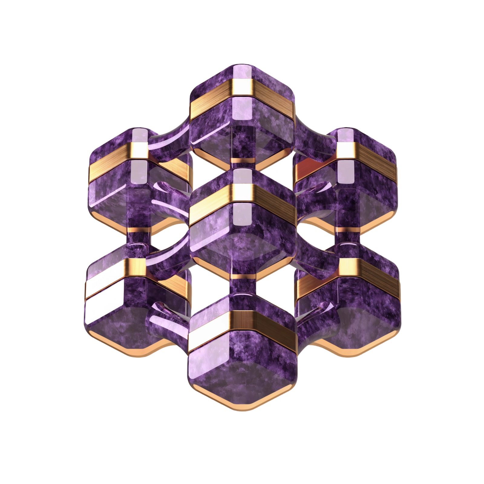Interlocking blocks forming one structure, sculpted in amethyst and gold, from Abra's illustration set