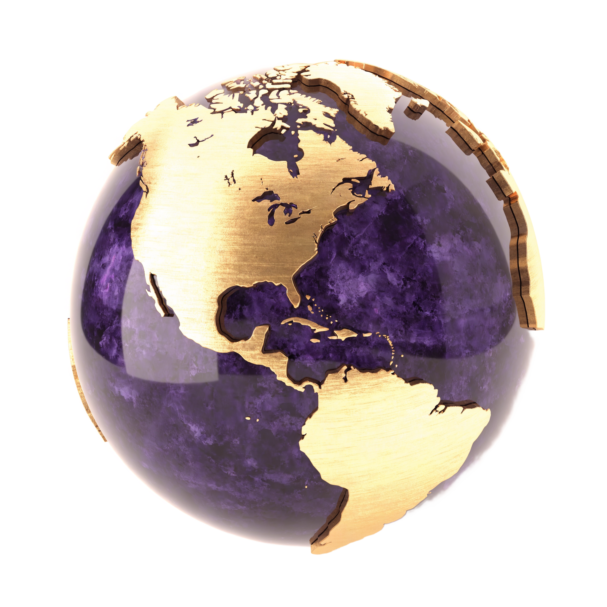 A globe sculpted in amethyst and gold, from Abra's illustration set