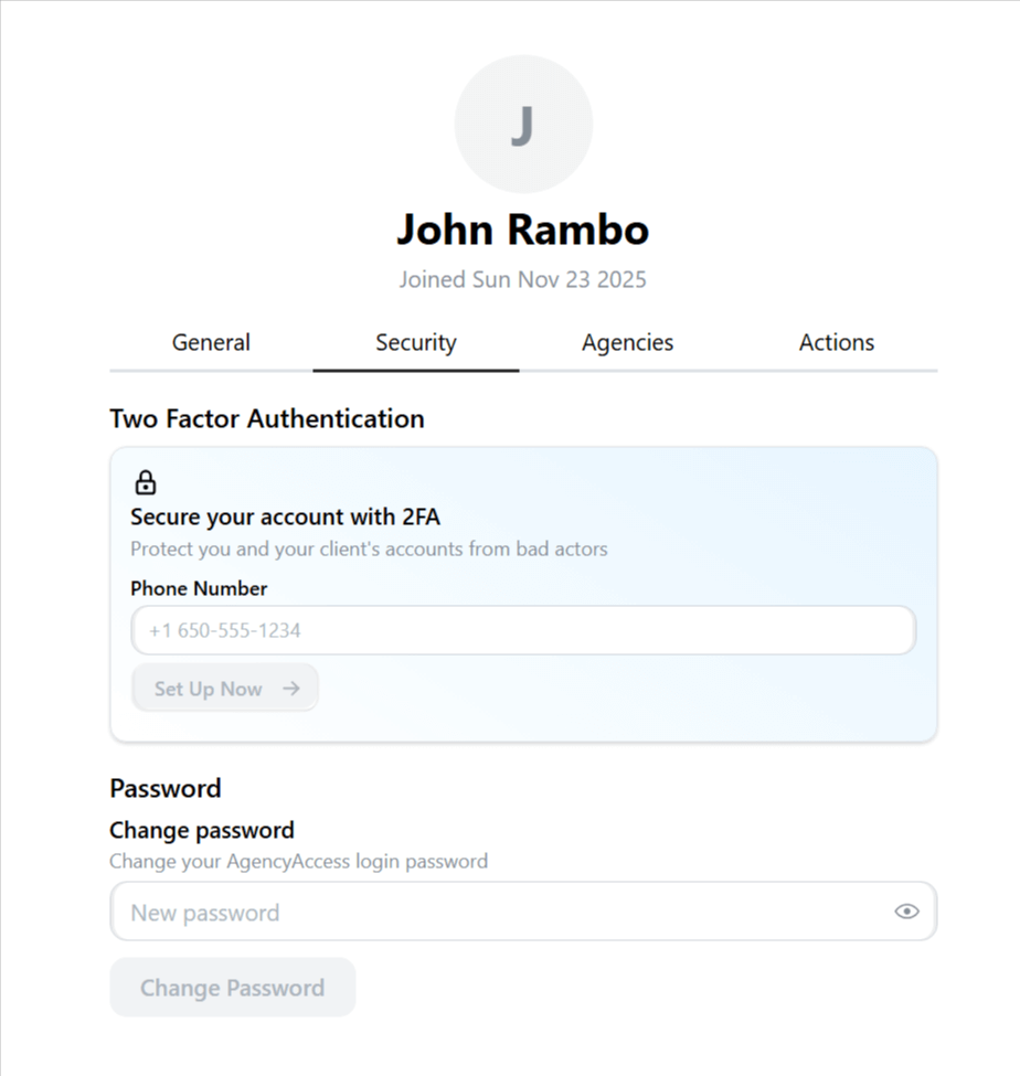 Two-factor authentication setup