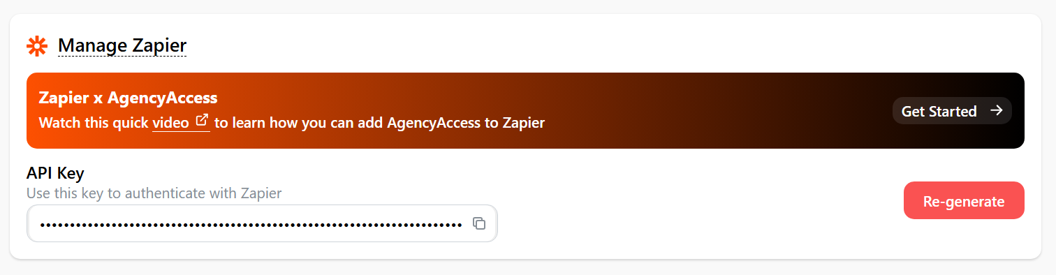 Zapier integration settings