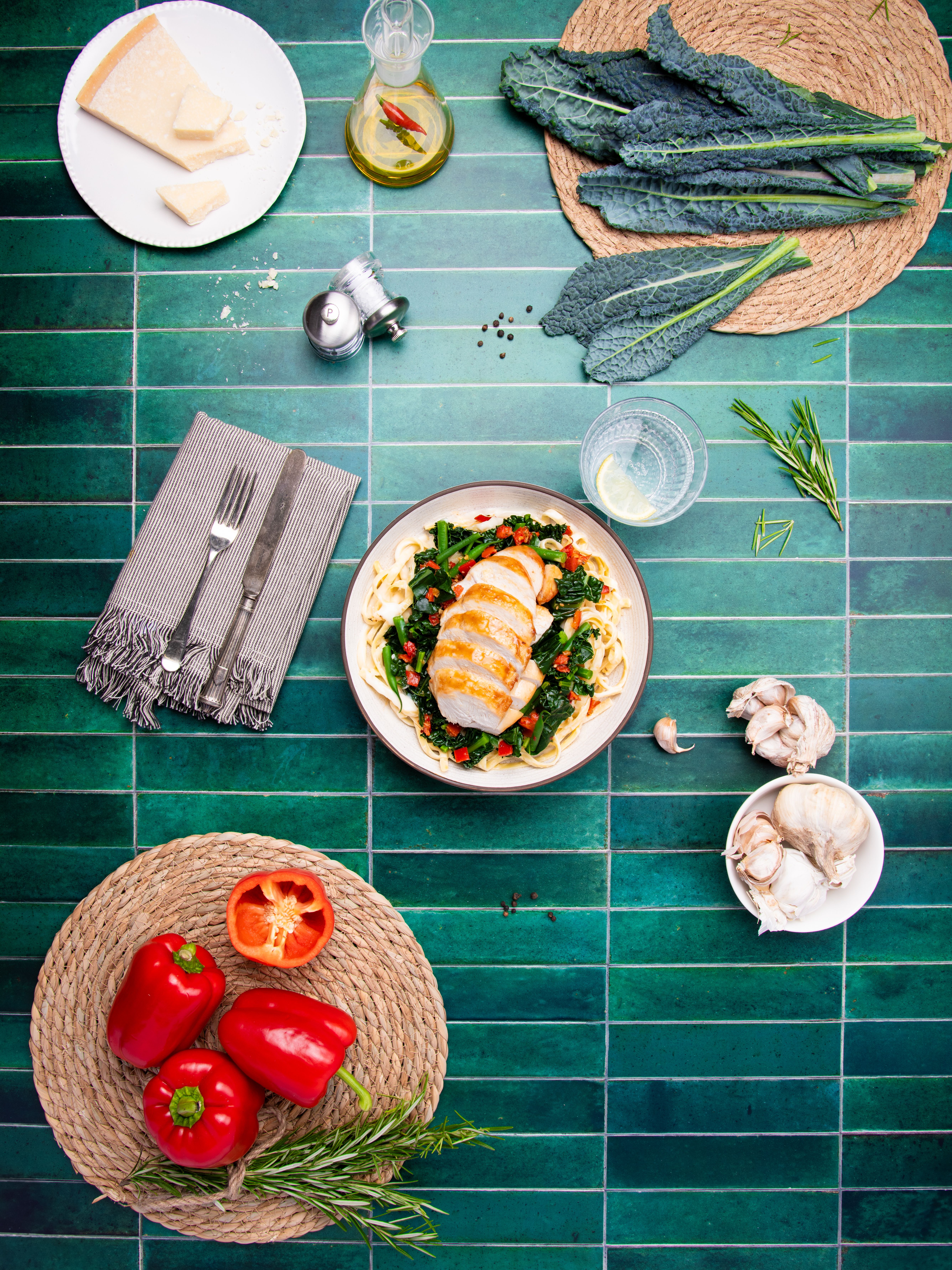 Chicken Alfredo Flatlay