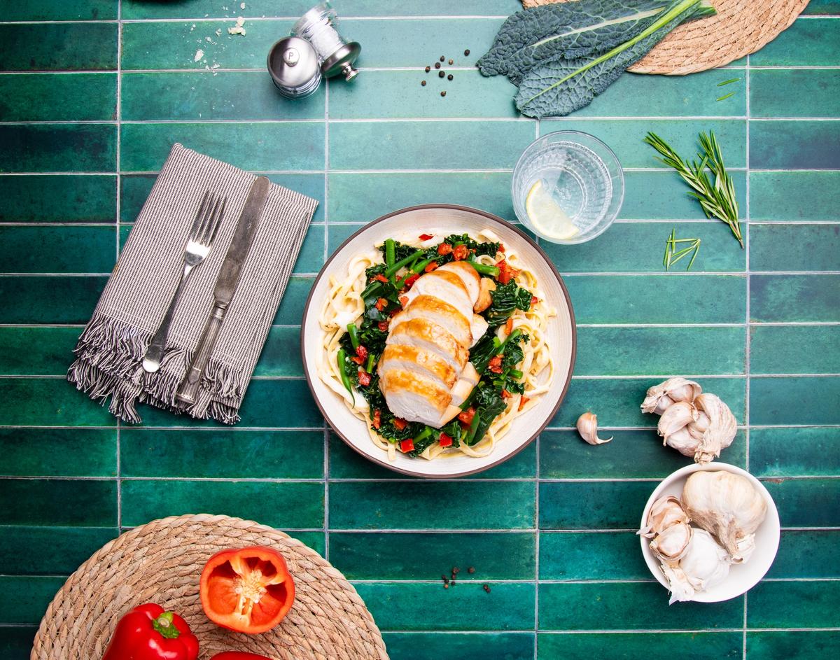 Chicken Alfredo Flatlay