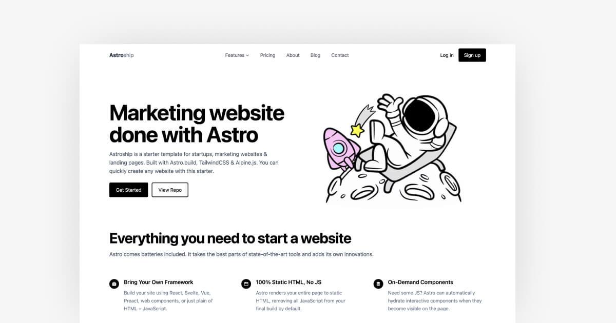 Astroship - Starter Website Template for Astro — Web3Templates