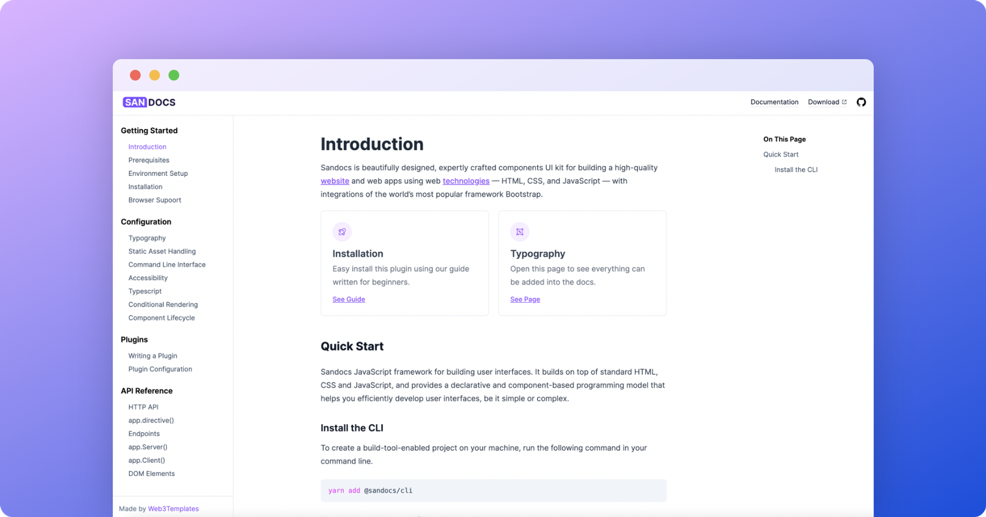 Sandocs Documentation Website Template Web3Templates