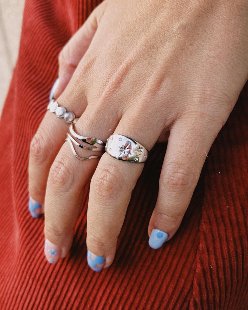 Pack de 3 anillos de acero quirúrgica plateado