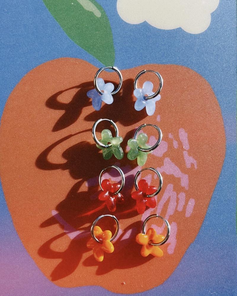 pendientes de acero inoxidable con dijes de flores