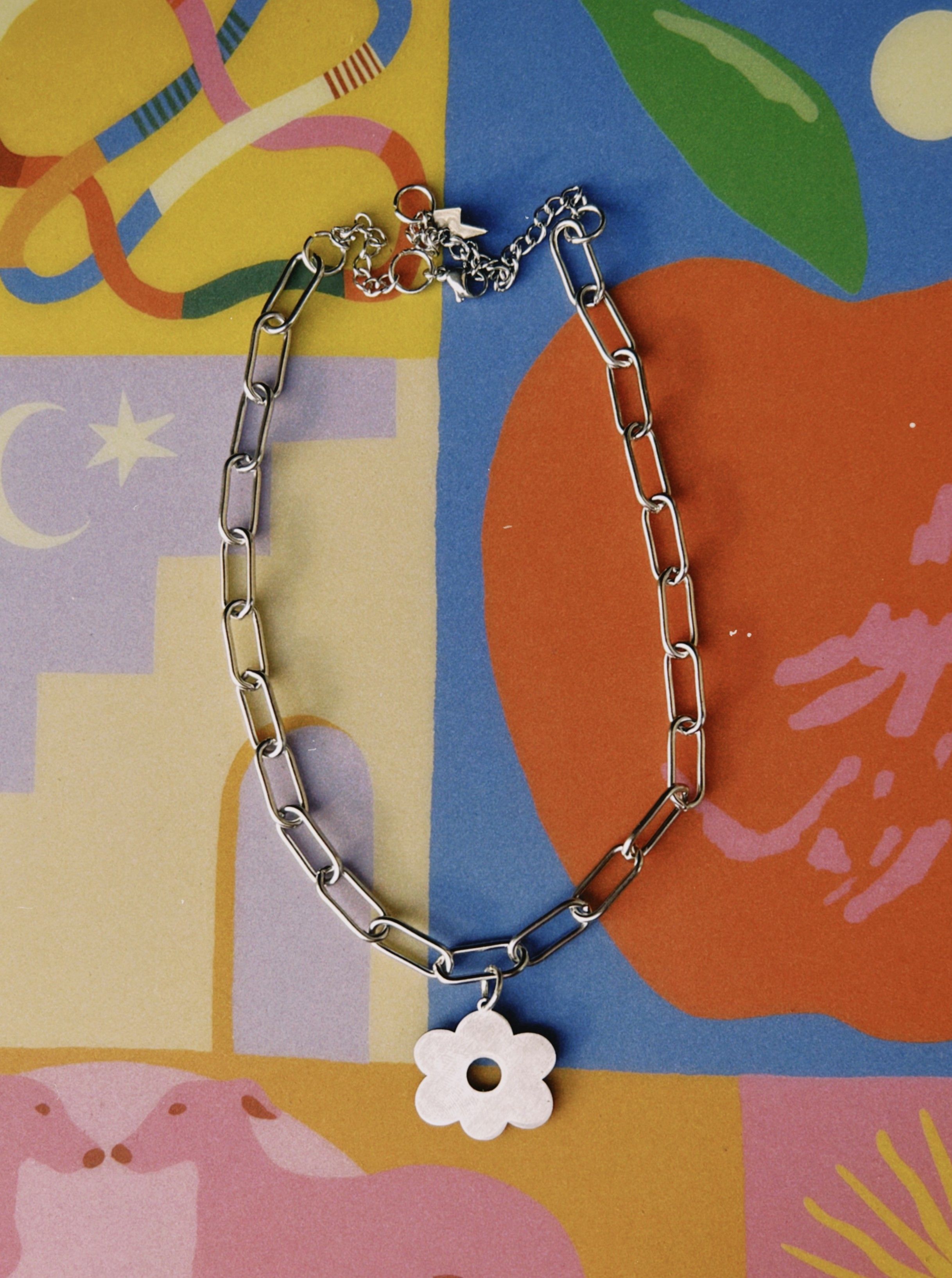 collar de cadena de acero inoxidable y dije de acero