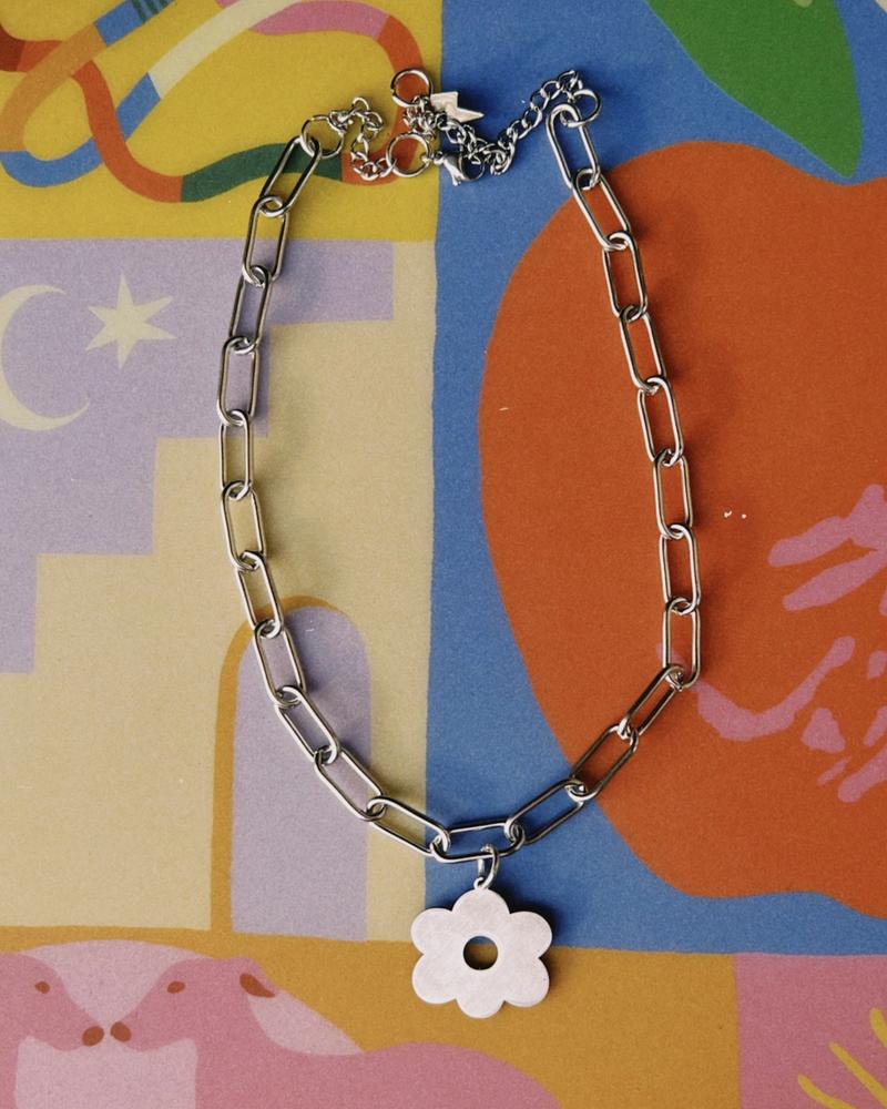 collar de cadena de acero inoxidable y dije de acero