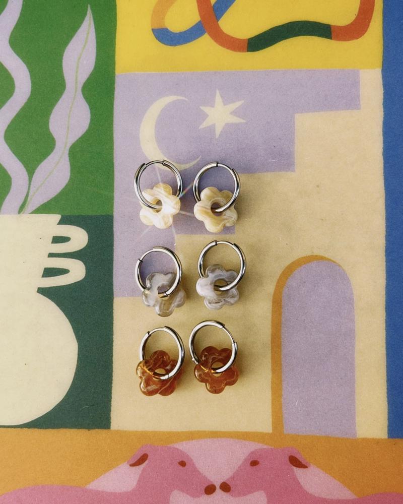 pendientes de acero de dijes de flor