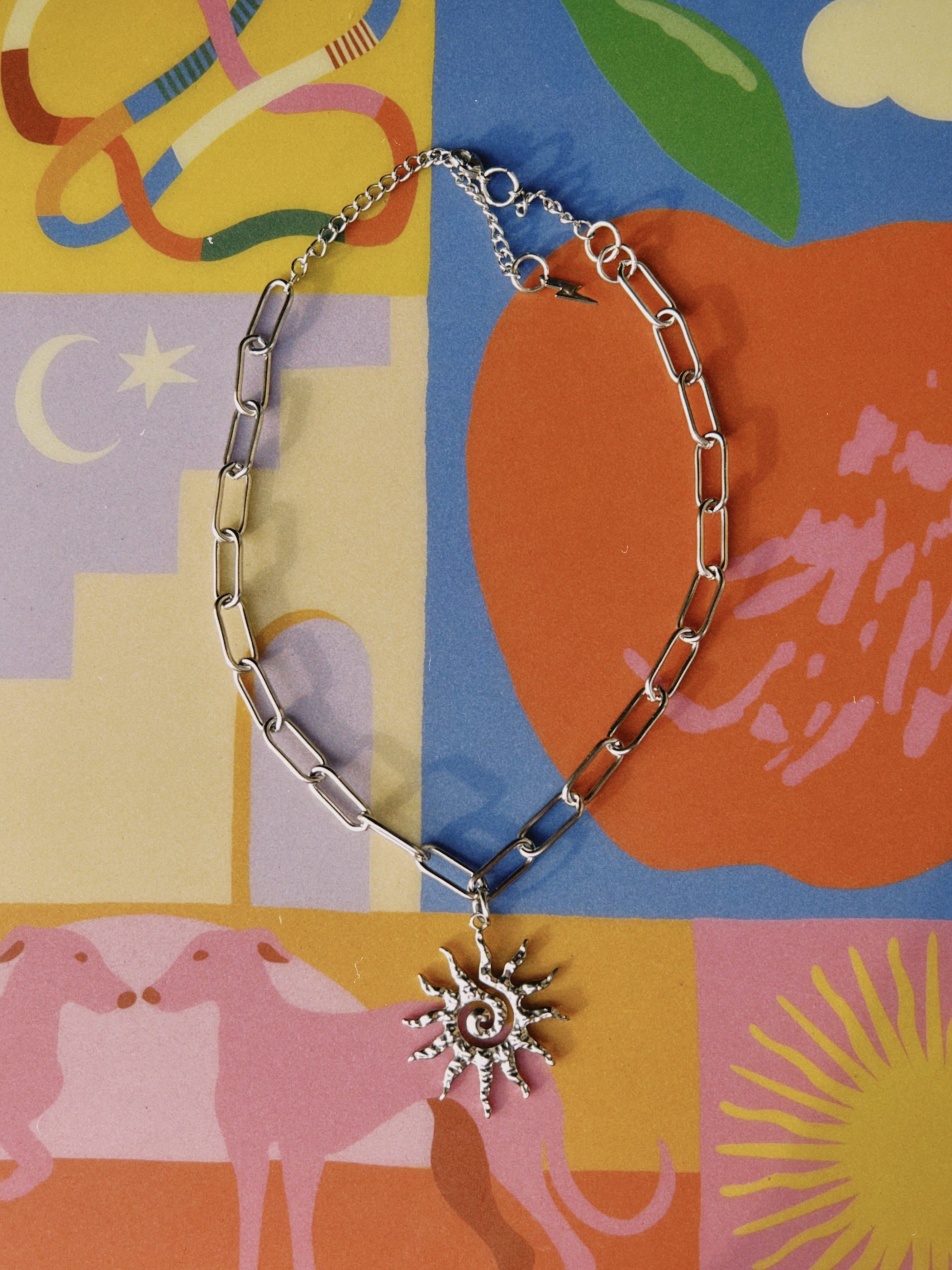 Collar de cadena de acero inoxidable y dije de acero 