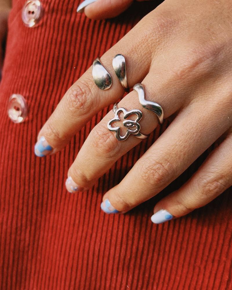 Pack de 3 anillos de acero quirúrgica plateado