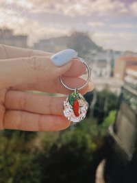 pendientes de acero inoxidable con dijes de vidrio y acero