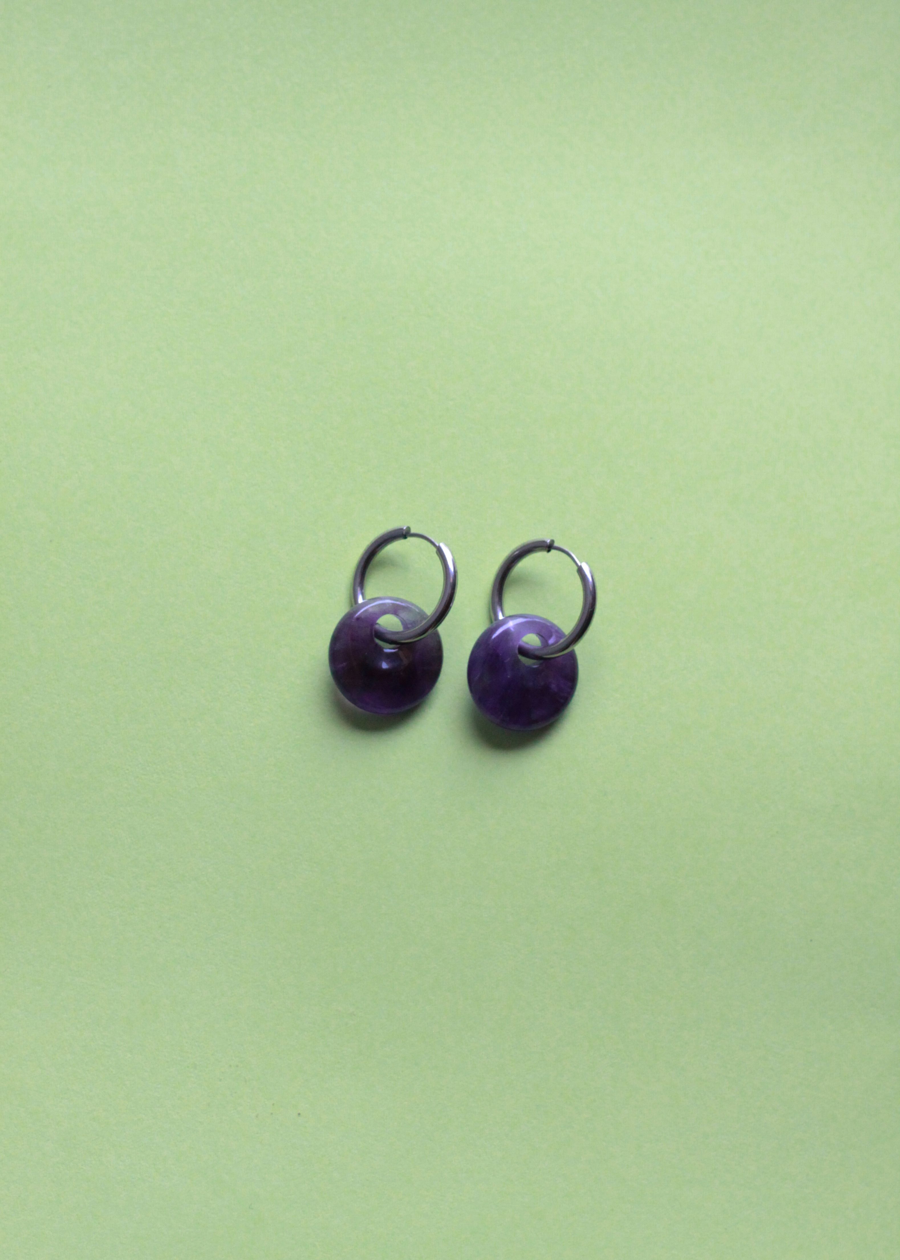 pendientes de acero inoxidable con piedra