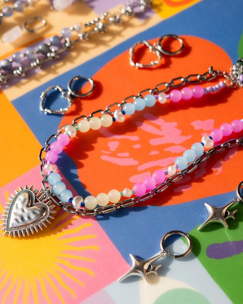 collar con cadena de acero inoxidable y dije corazón