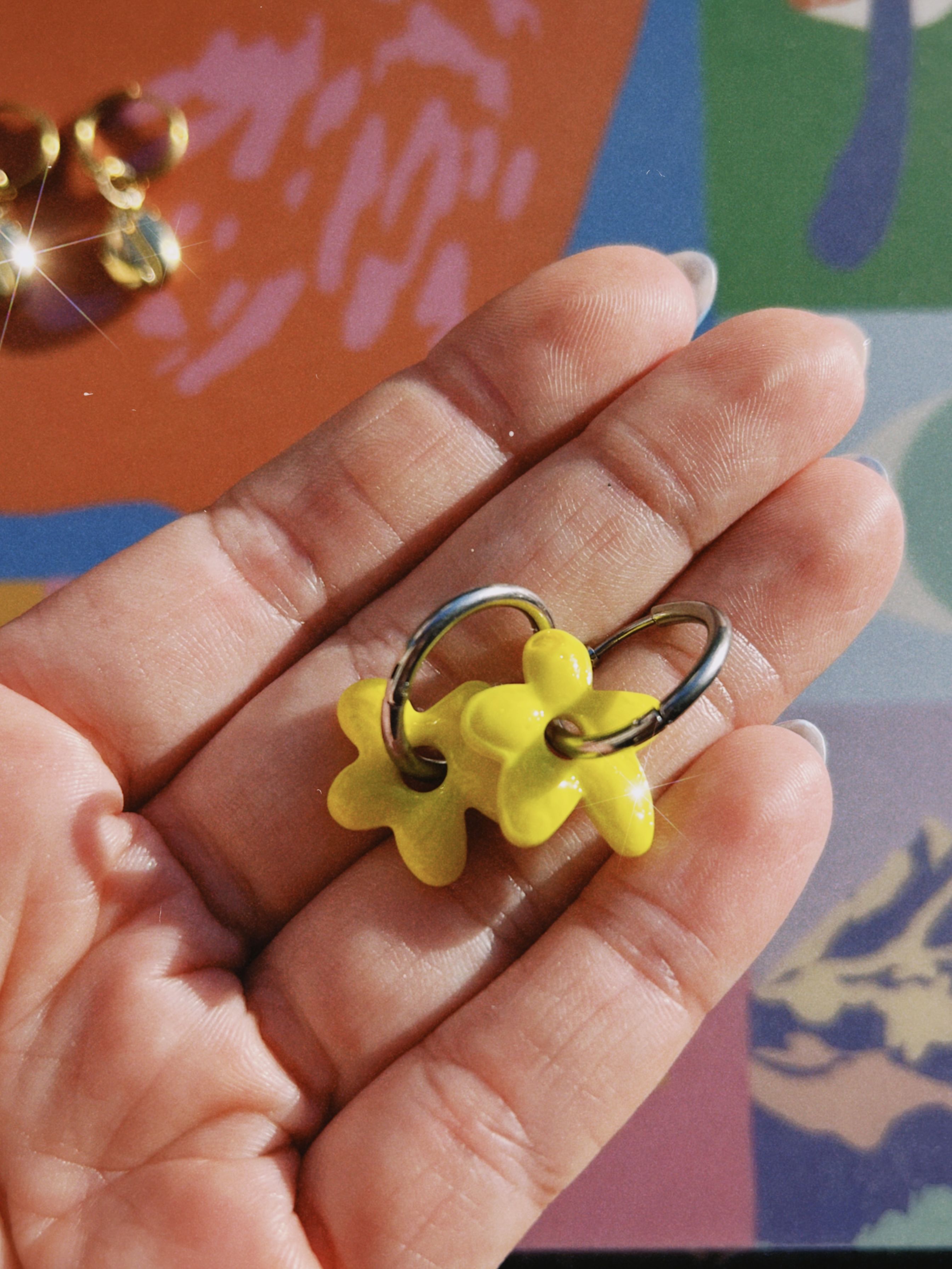 pendientes de acero inoxidable con dije de flor