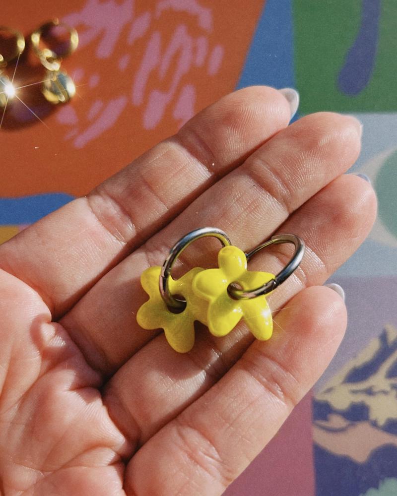 pendientes de acero inoxidable con dije de flor