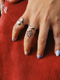 Pack de anillos de acero inoxidable flor