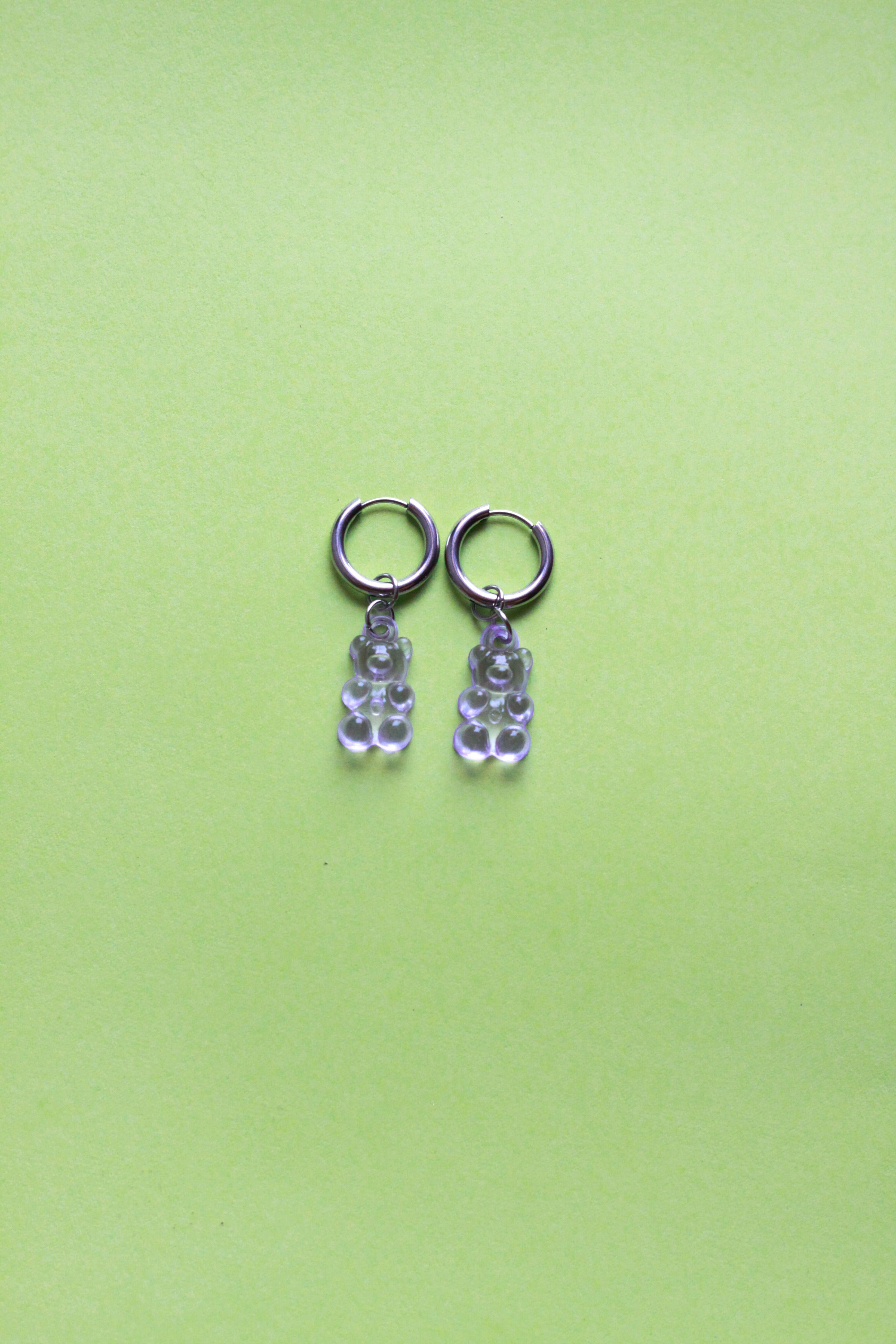 pendientes de acero inoxidable con dijes de oso