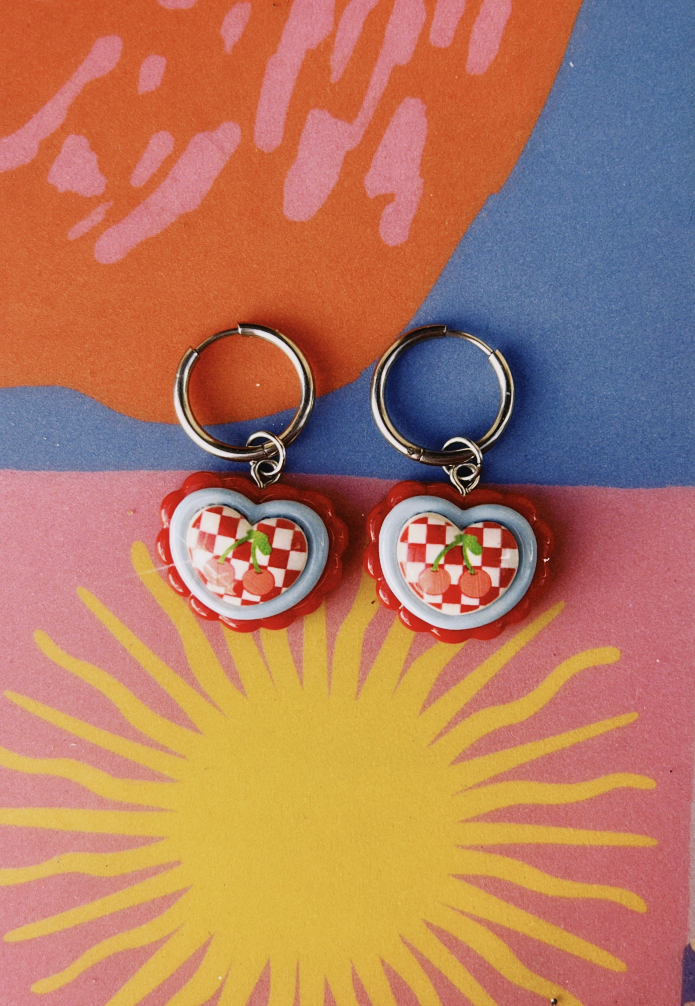 pendientes de acero inoxidable y dije corazon