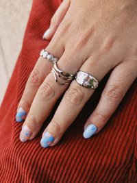 pack de anillos plateados de acero