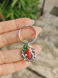 pendientes de acero inoxidable con dijes de vidrio y acero