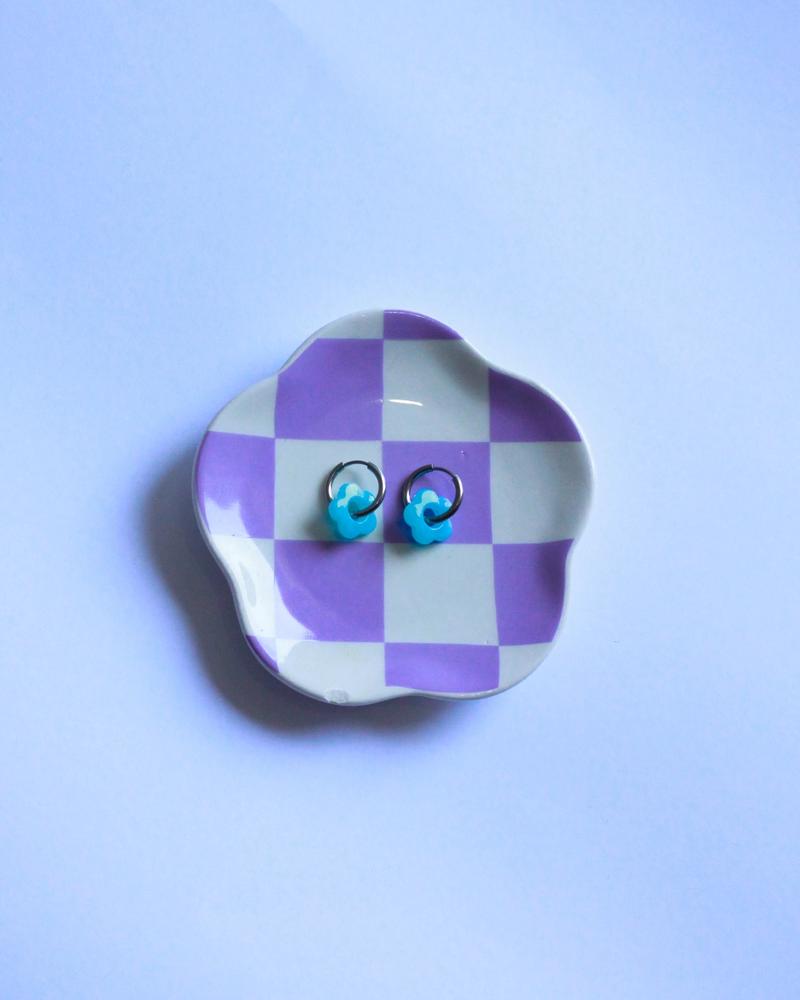 pendientes de acero de flor celeste
