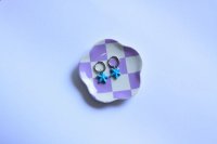 pendientes de acero con dije de vidrio