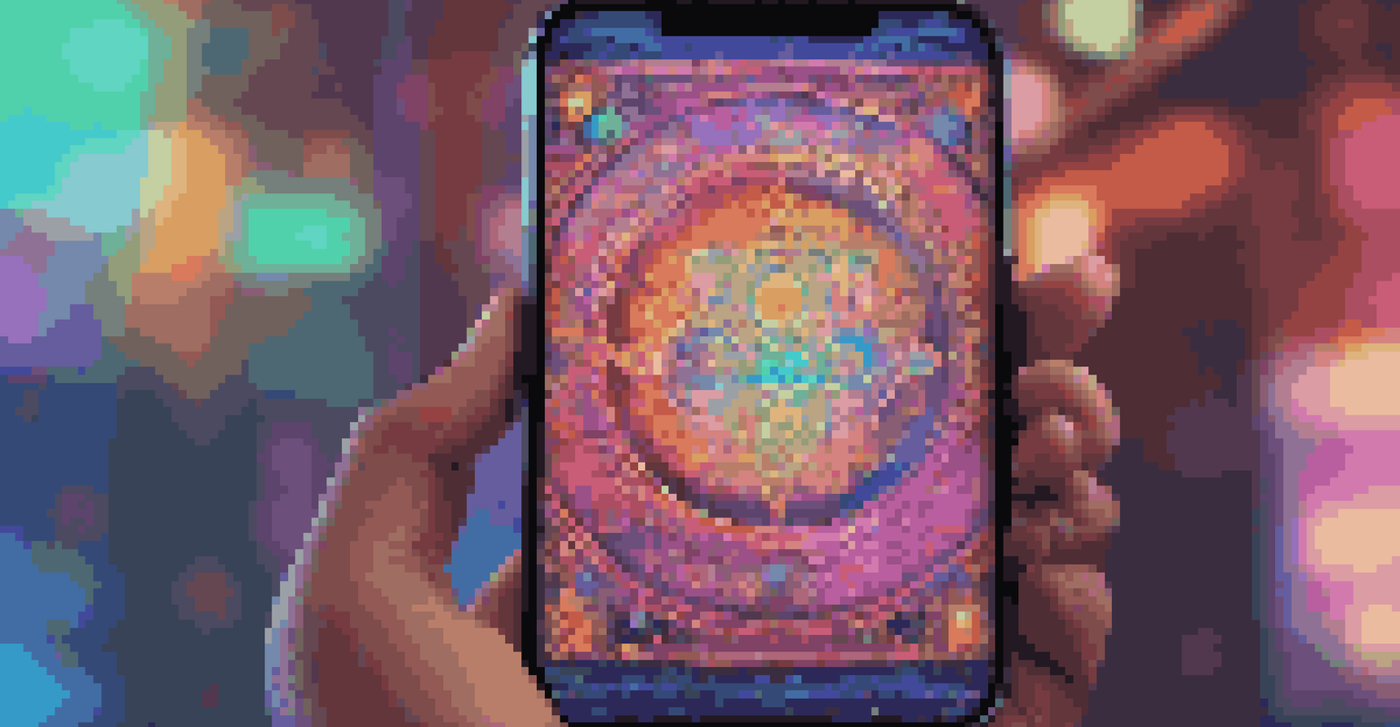 A close-up view of an NFT displayed on a digital device, showcasing unique digital art.