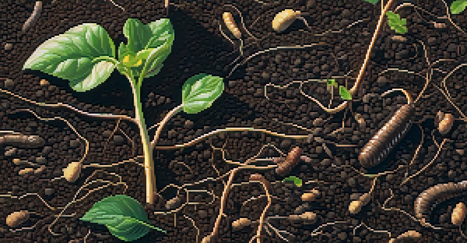 A close-up view of rich, dark soil mixed with organic compost, with light filtering through leaves above.