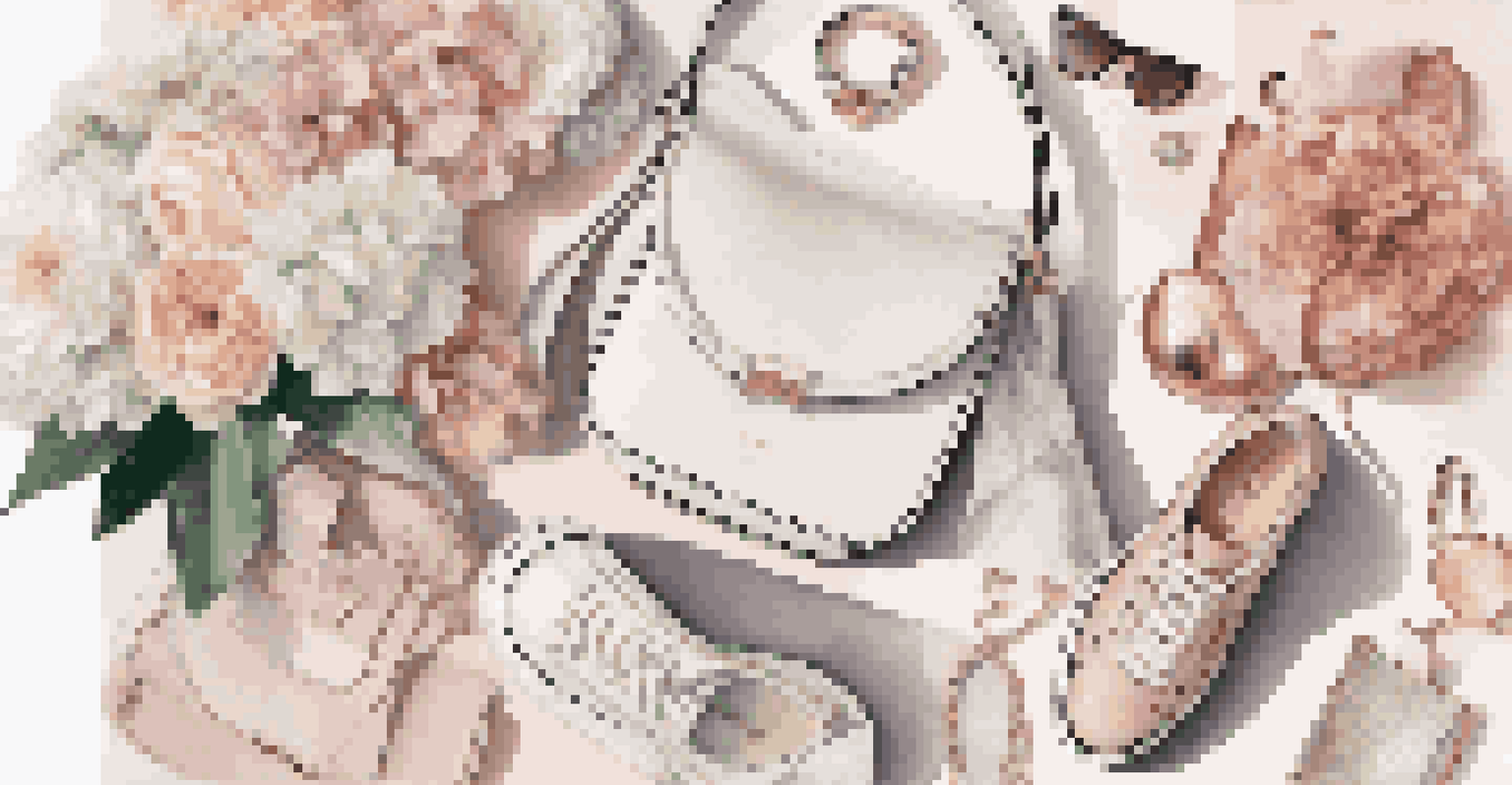 A flat lay of luxury fashion items, including sneakers and a handbag, arranged with flowers on textured fabric.