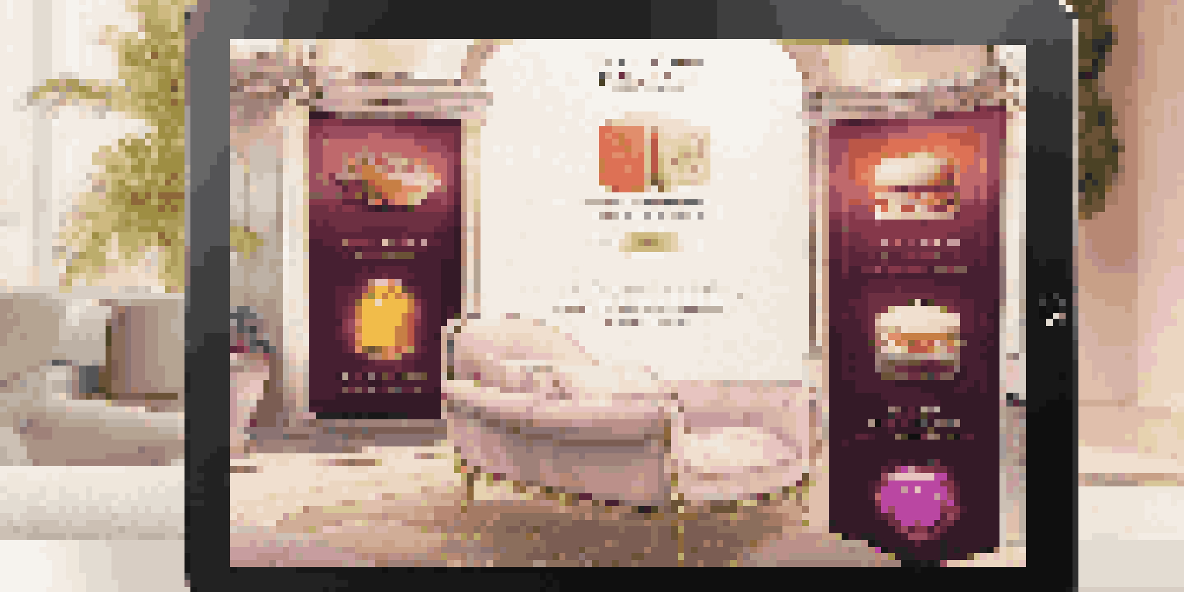 A tablet displaying a luxurious digital loyalty program interface with personalized rewards and exclusive events in a modern lounge setting.