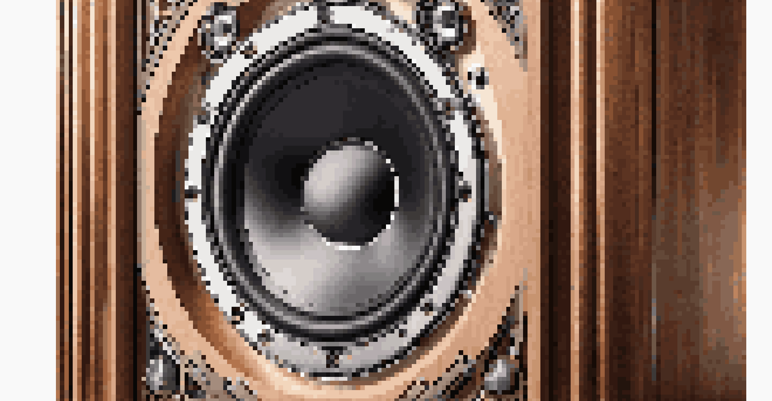 A close-up of a high-end speaker with polished wood finish and metal accents, highlighting its craftsmanship and luxurious design.