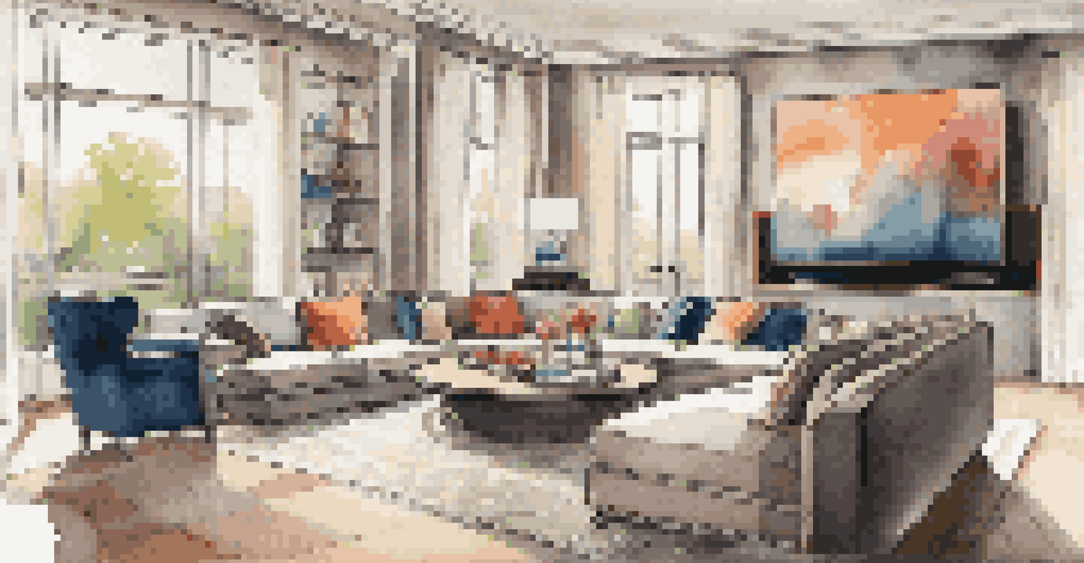 An elegant living room with a premium surround sound system and modern decor illuminated by natural light.