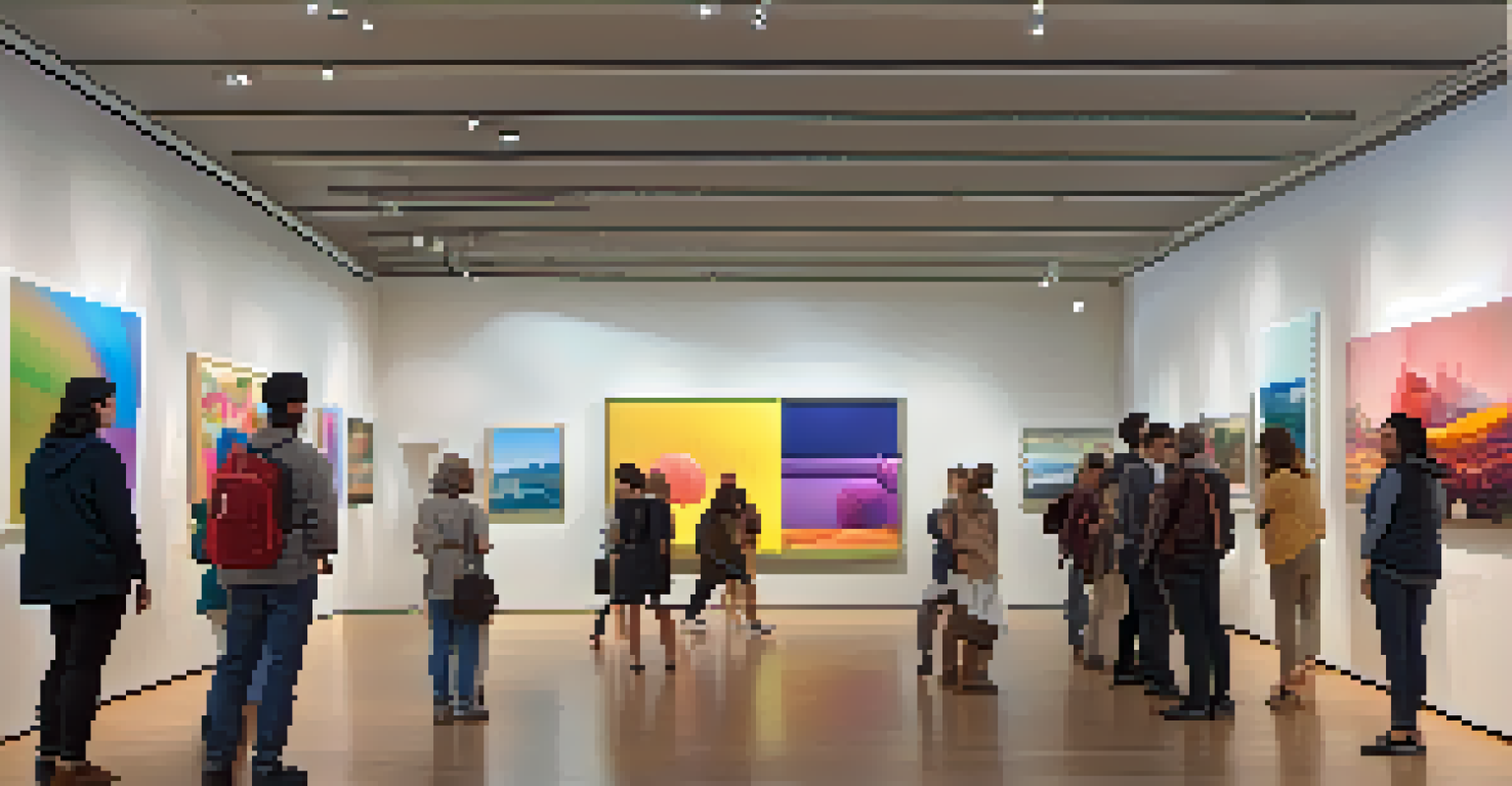 An art gallery featuring interactive installations with visitors engaging with the artwork.