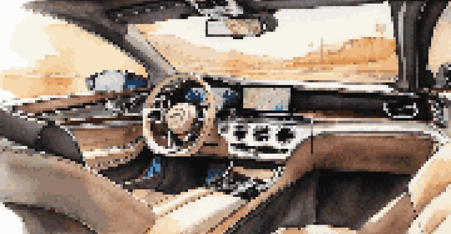 The interior of a luxury car with leather dashboard, ambient lighting, and a high-tech infotainment system.