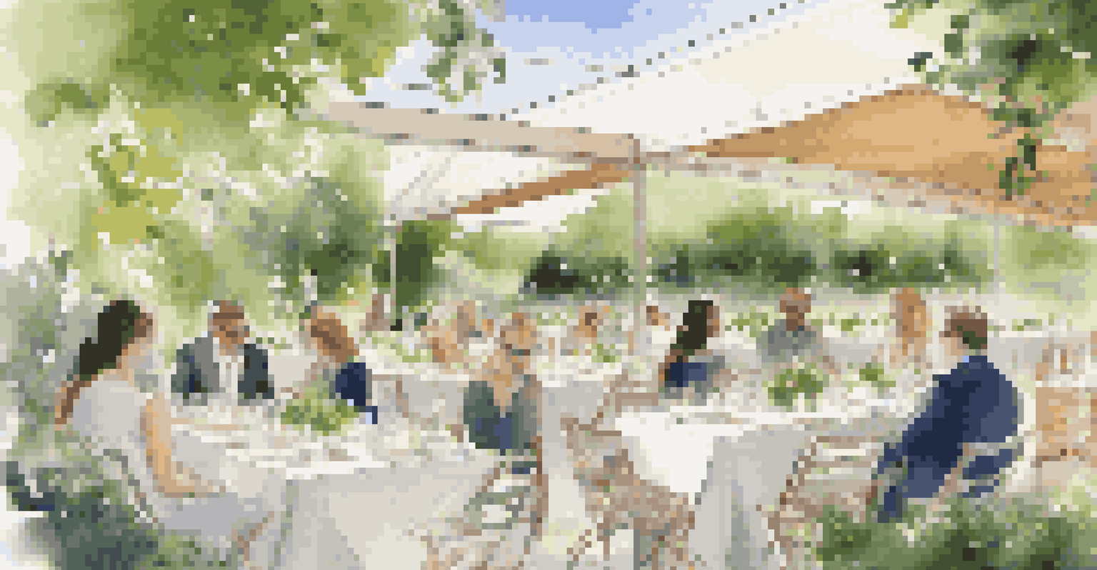 An outdoor luxury product launch showcasing sustainable items in a beautiful garden setting.