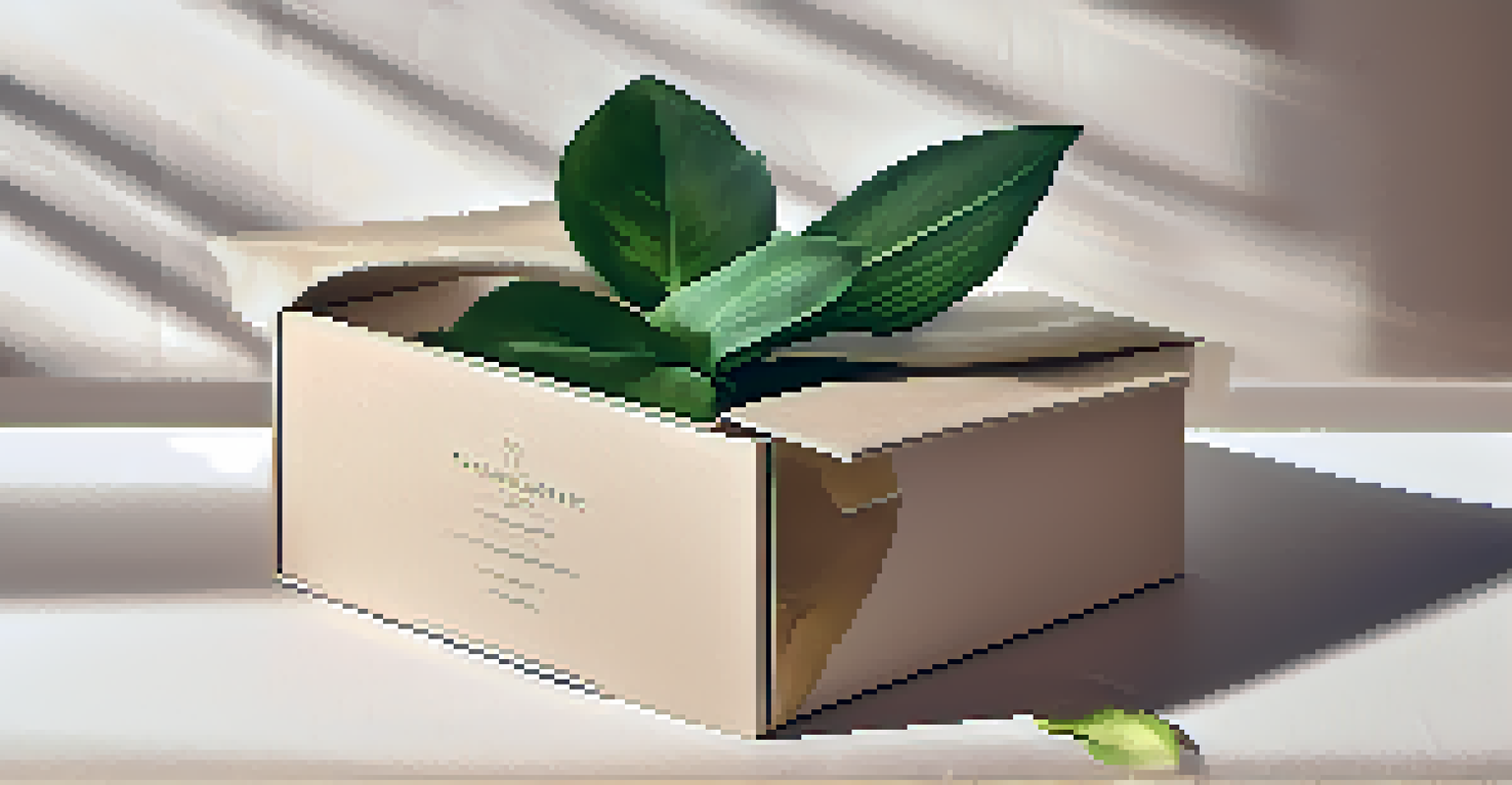 An unboxing scene of a luxury product in biodegradable packaging, showcasing a beautifully designed box and soft ambient lighting.