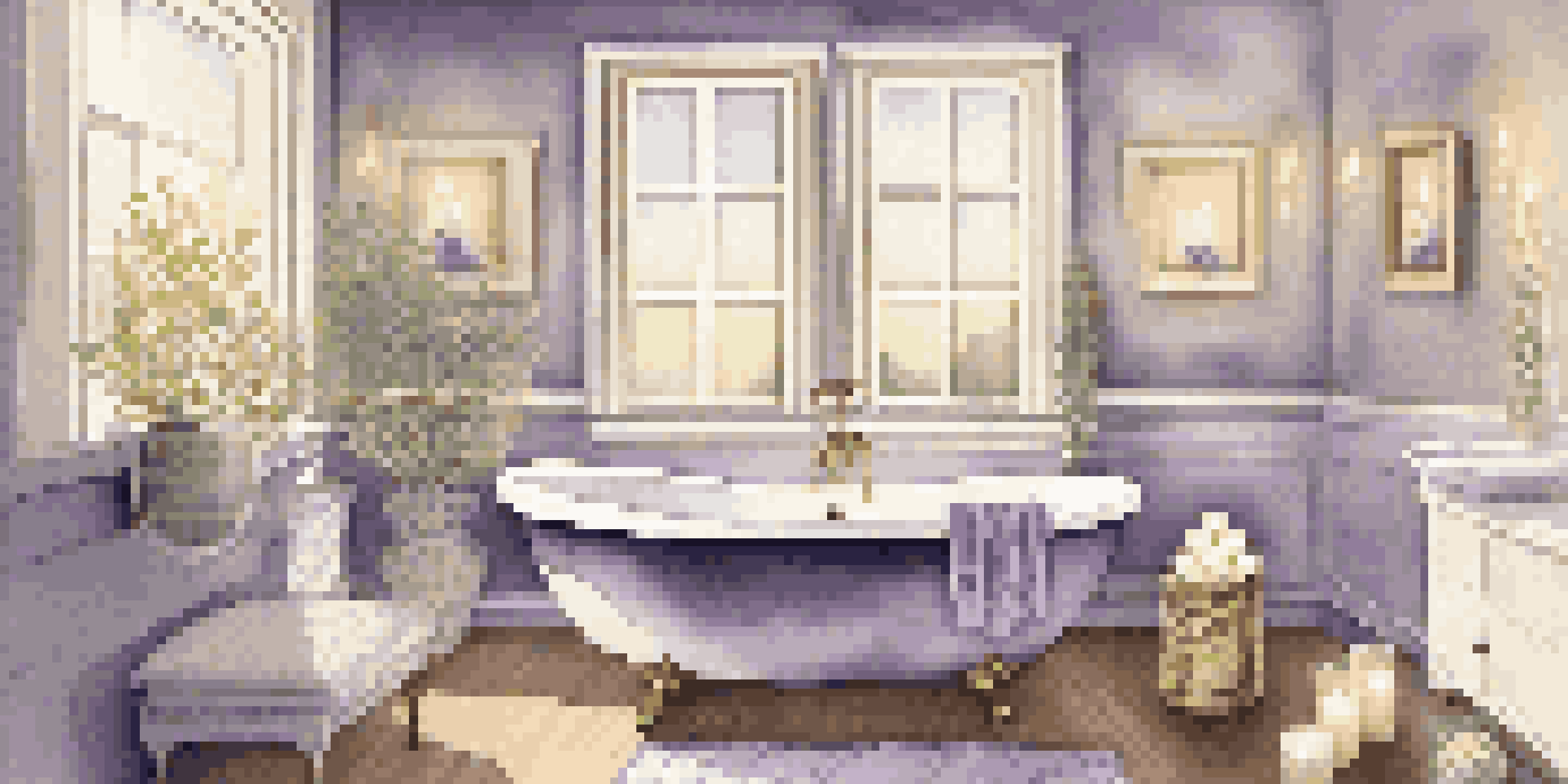 A tranquil bathroom with warm lighting, a bubble-filled bathtub, candles, and plush towels, evoking a luxurious spa-like ambiance.