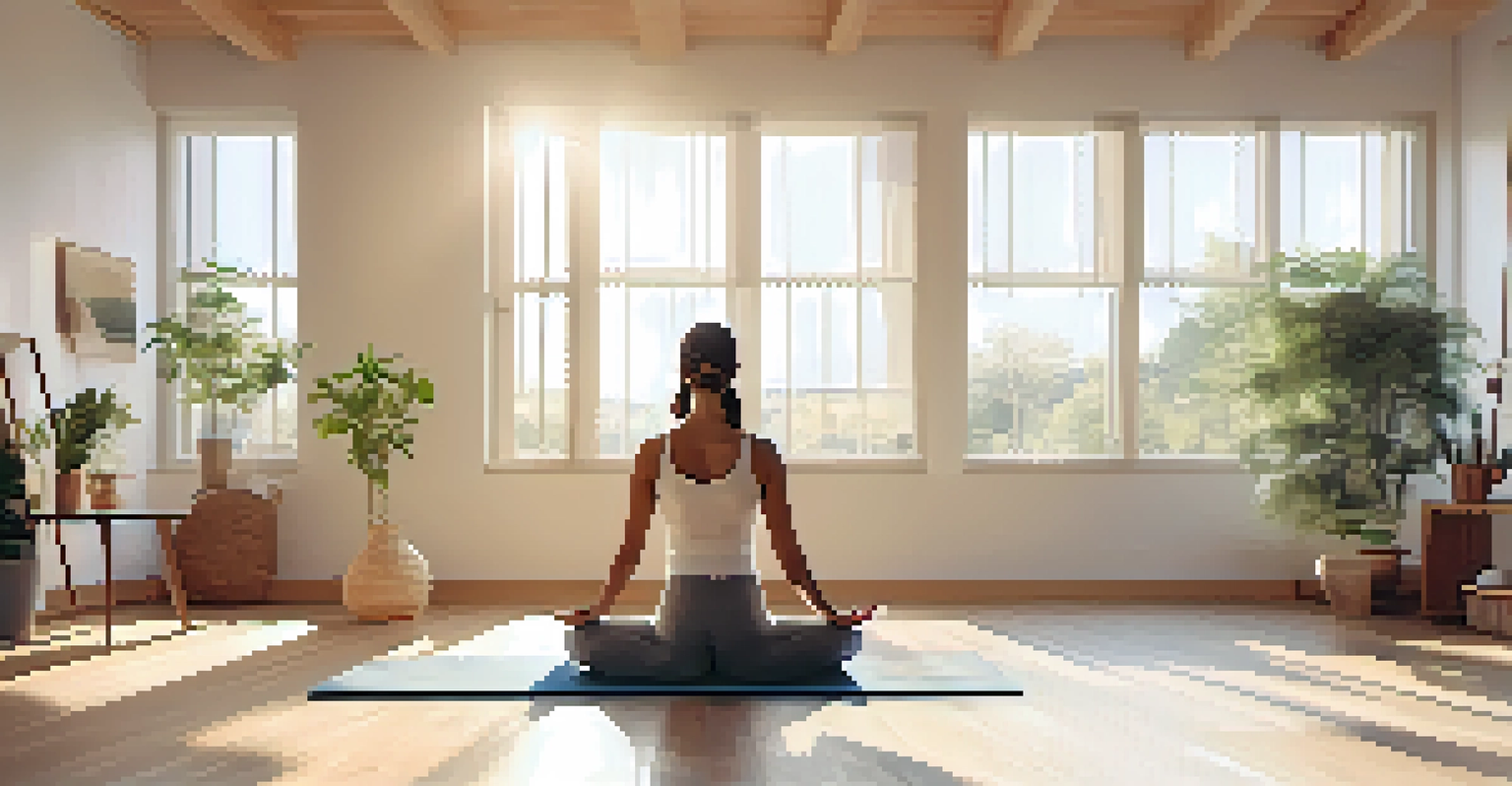 A wellness coach guiding a client in a minimalist studio filled with natural light and calming decor.