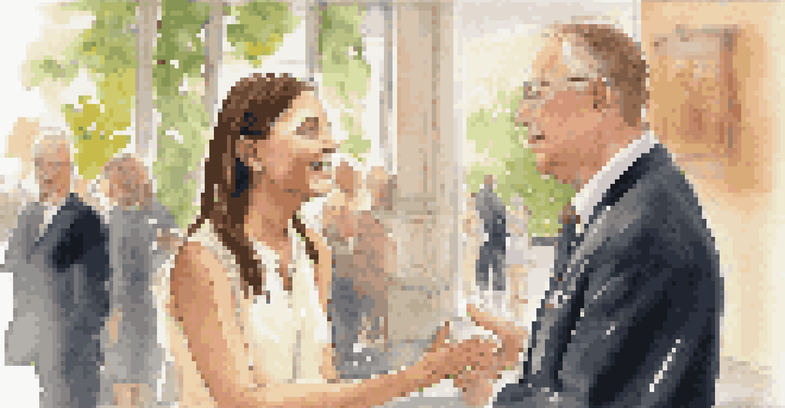 A close-up of a volunteer sharing a heartfelt story with an attendee at a charity event, highlighting their emotional connection.