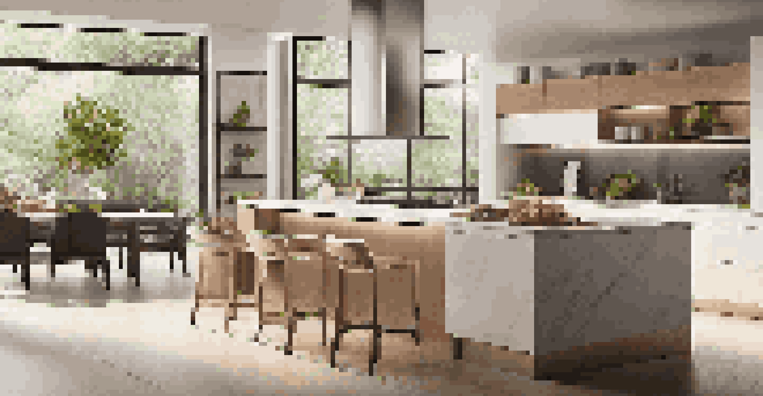 A contemporary kitchen with smart appliances and a touch screen control panel.