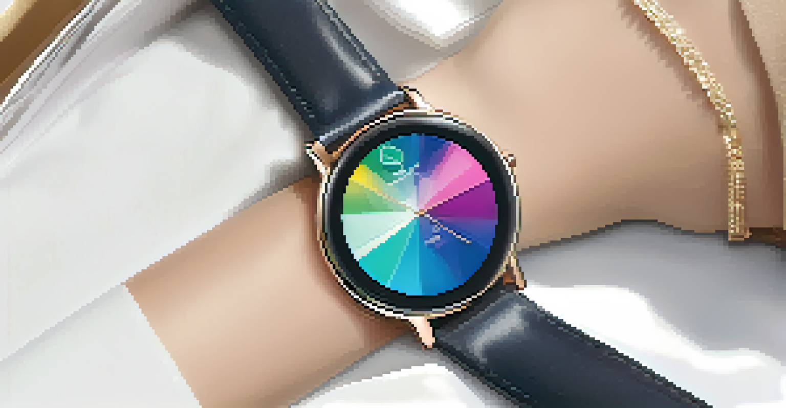 An elegant smartwatch integrated into a fashionable outfit, featuring a sleek design and vibrant display.