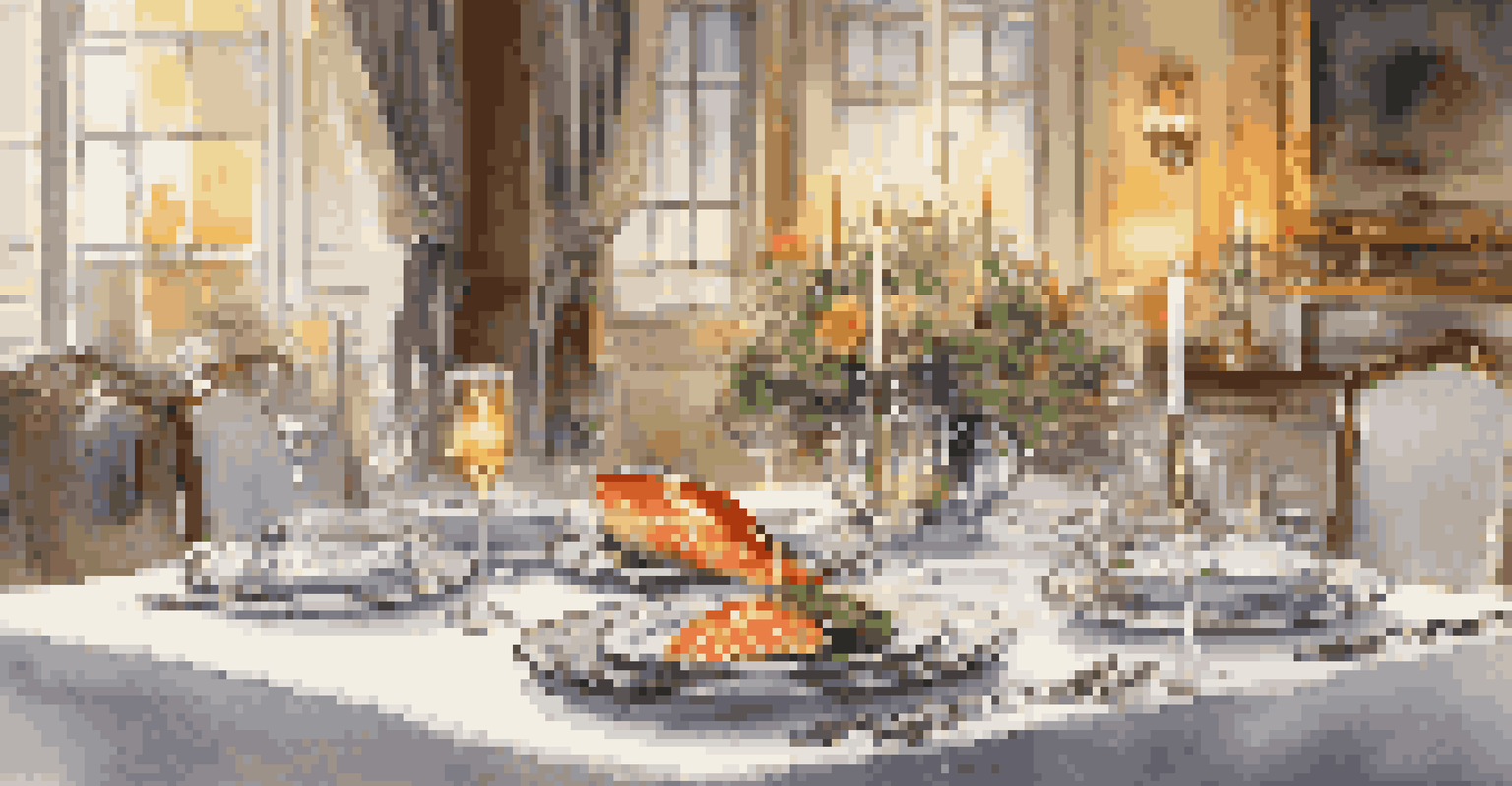 An elegant dining table set with a gourmet meal, showcasing seared salmon, vegetables, and wine.