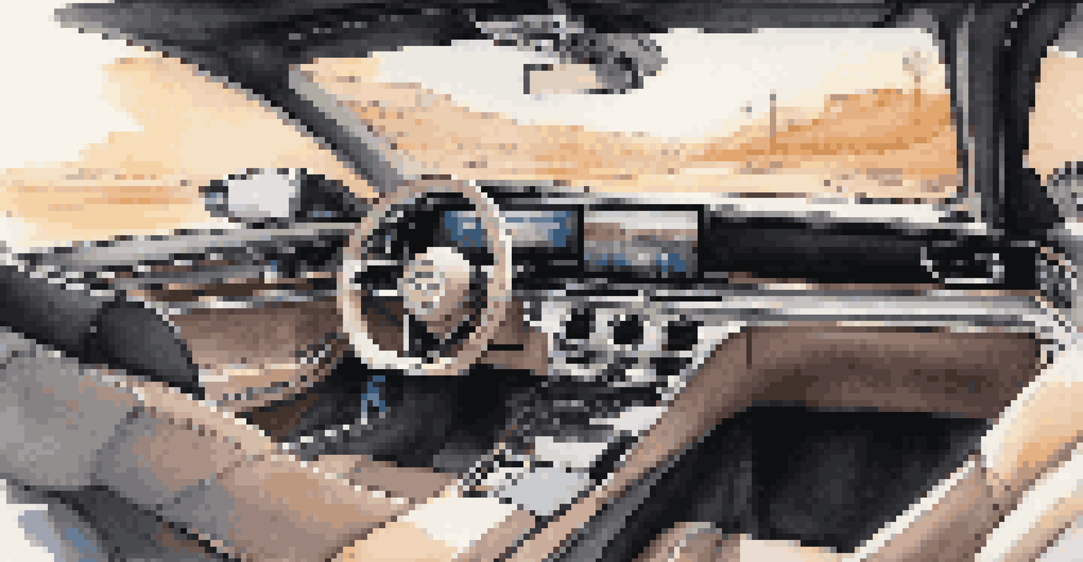 Interior view of a luxury performance car with advanced technology and leather seats, illuminated by ambient lighting.