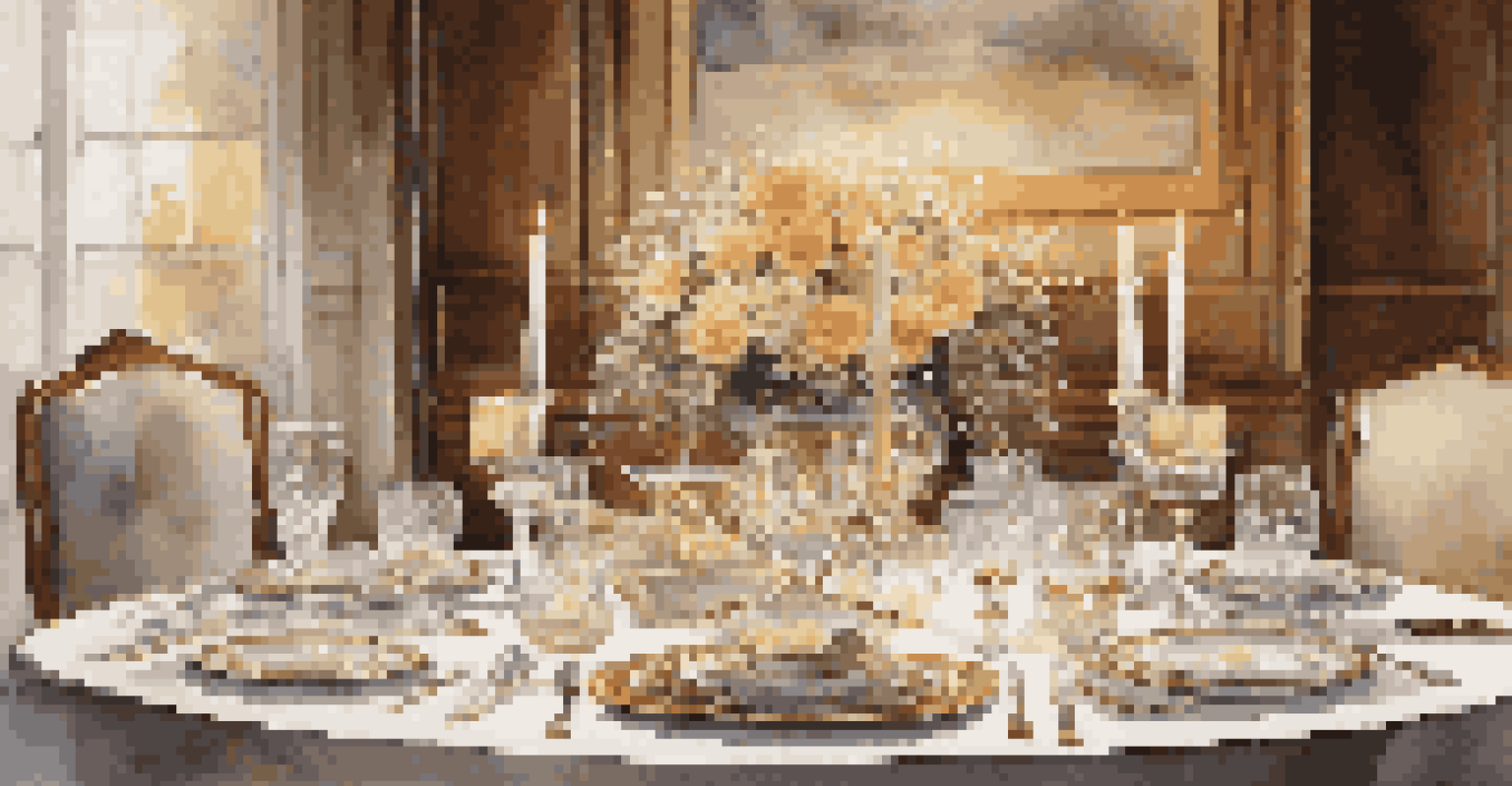 A beautifully set table for a luxurious dining experience, showcasing fine dining elements and warm candlelight.