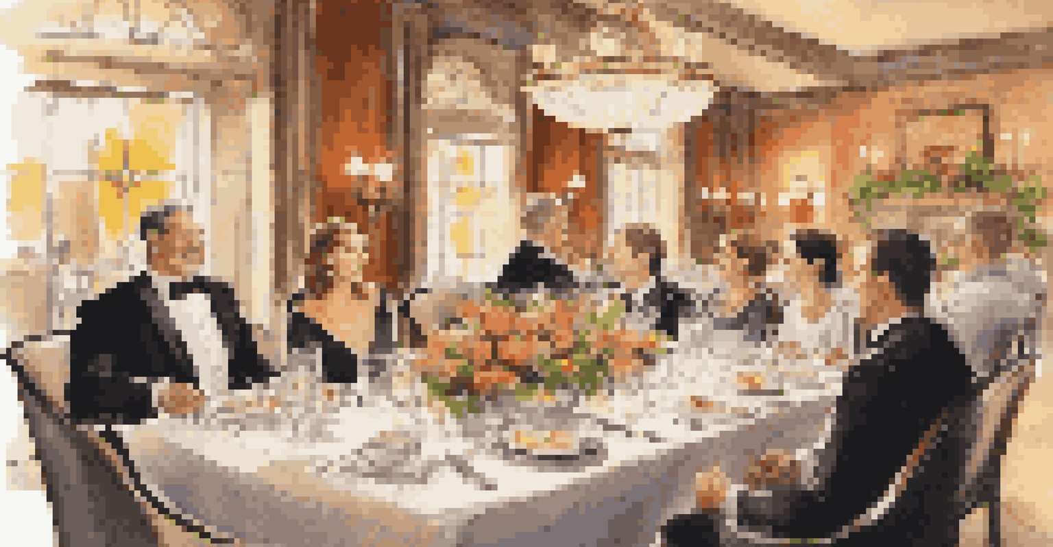 A family enjoying a gourmet meal at an elegant restaurant, with a beautifully set dining table and warm ambiance.