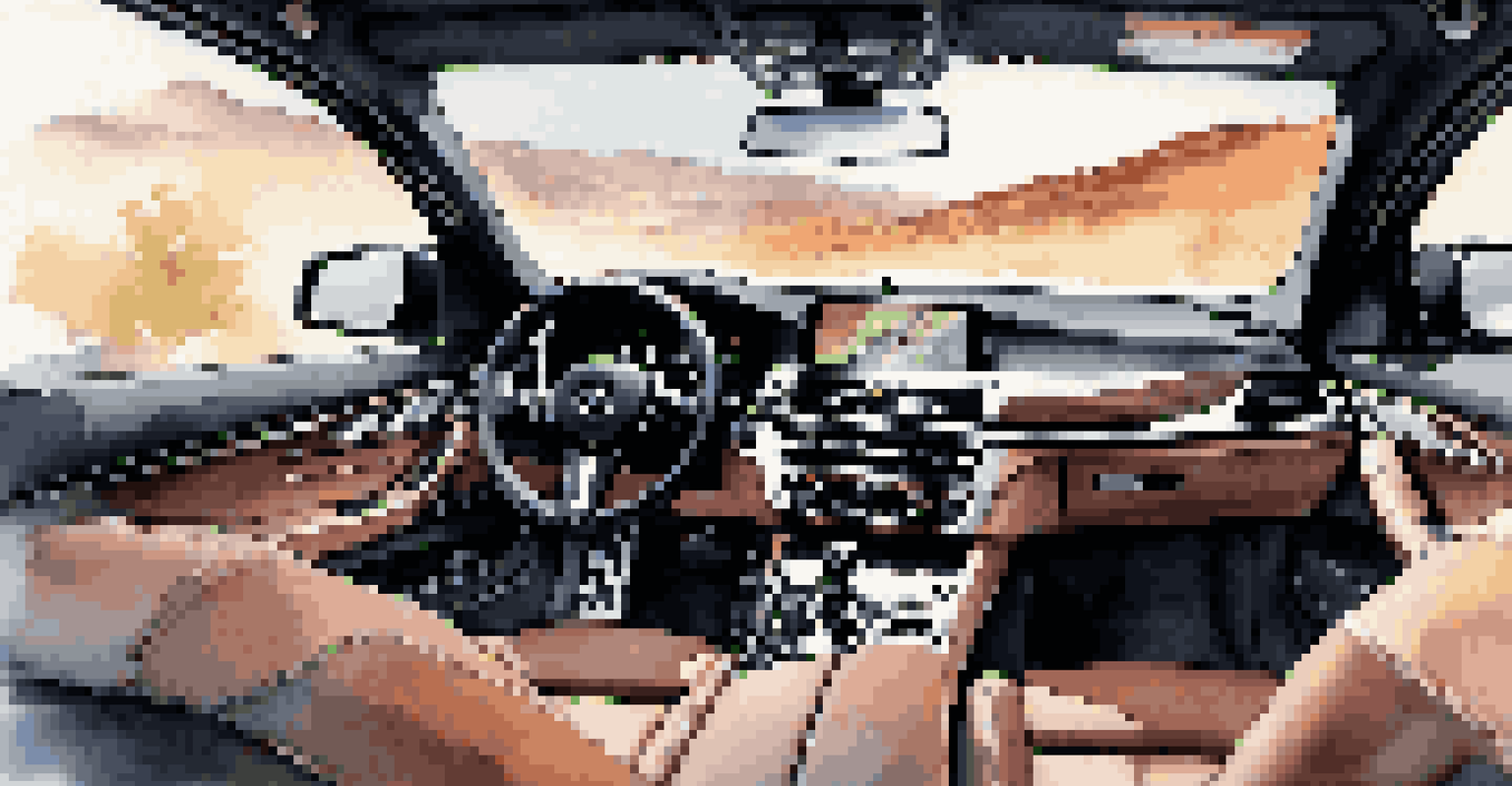 The luxurious interior of a BMW M5, showcasing leather seats and a high-tech dashboard with a mountain road view.