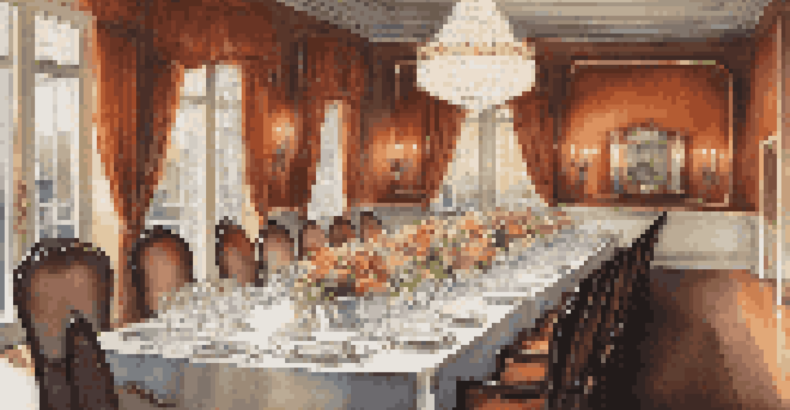 A luxurious private dining room with a beautifully set table, members engaged in conversation under soft candlelight.